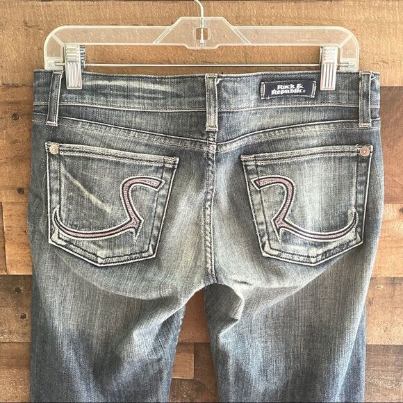 Rock & Republic Designer Cropped Capri Jeans With Pocket Embroidery Size 27 - Picture 5 of 10